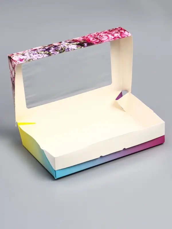 Коробка складная с окном &laquo;Цветы&raquo;, 20&times;12&times;4 см