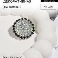 Пуговица декоративная, d=30 мм, цвет серебряный, чёрный