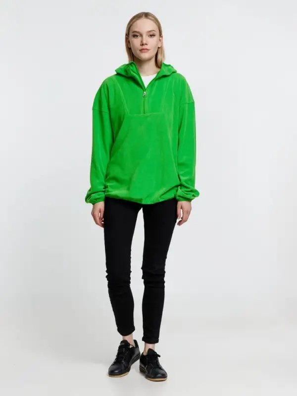 Анорак флисовый унисекс Fliska, зеленое яблоко, размер XS/S Анорак флисовый унисекс Fliska, зеленое яблоко, размер XS/S