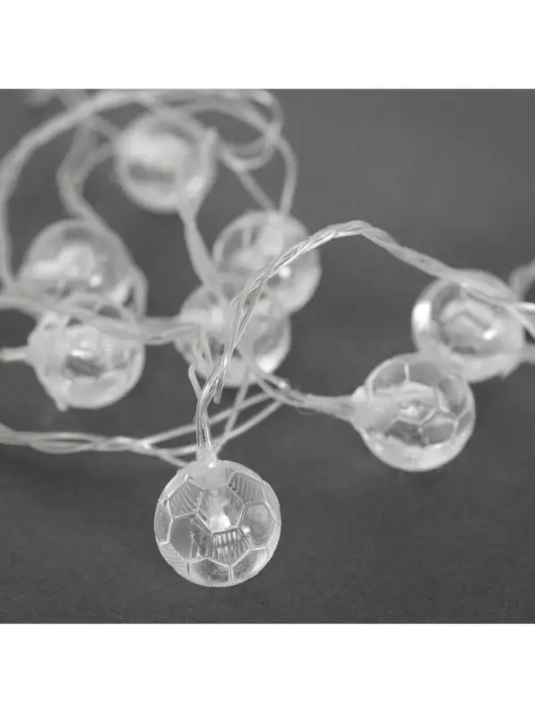 Гирлянда &laquo;Нить&raquo; 5 м с насадками &laquo;Футбольный мяч&raquo;, IP20, прозрачная нить, 30 LED, свечение тёплое белое, 8 режимов, 220 В