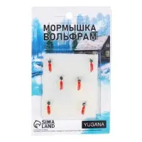 Мормышка Столбик красный, лайм брюшко, чёрные полоски + шар гранен хамелеон, вес 0.4 г