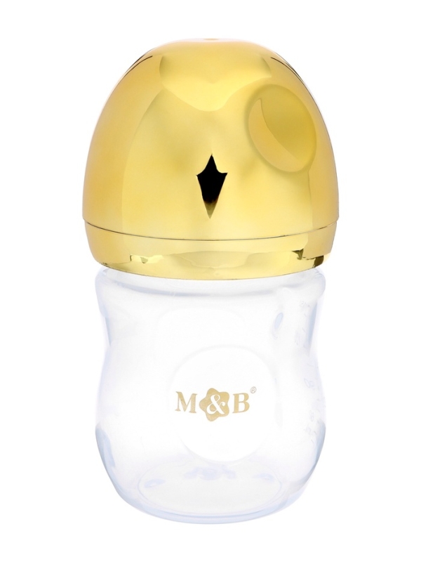 Бутылочка для кормления с наклейками «Я тут главный» от 0 мес., 150 мл., цвет золотой, M&B