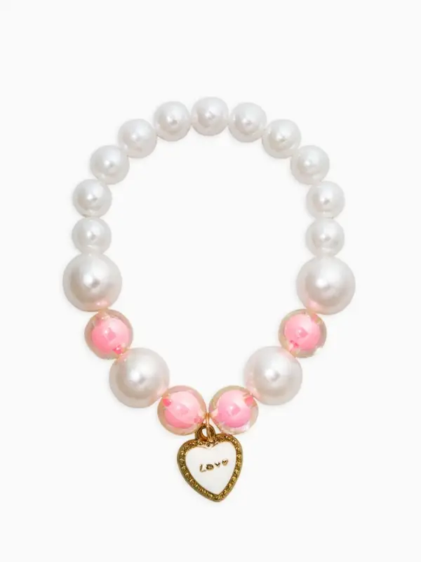 Набор детских украшений &laquo;Выбражулька. Нежность&raquo;, 4 предмета: клипсы, кольцо, бусы, браслет, розовый, белый