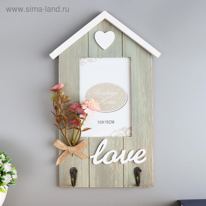 Крючки декоративные дерево с фоторамкой 10х15 см Крючки декоративные дерево с фоторамкой 10х15 см "Букетик цветов" 31х19,5х3,5 см