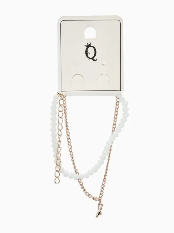 Браслет на ногу &laquo;QF. Хвост русалки&raquo;, два ряда, L= 28.5 см, белый в золоте