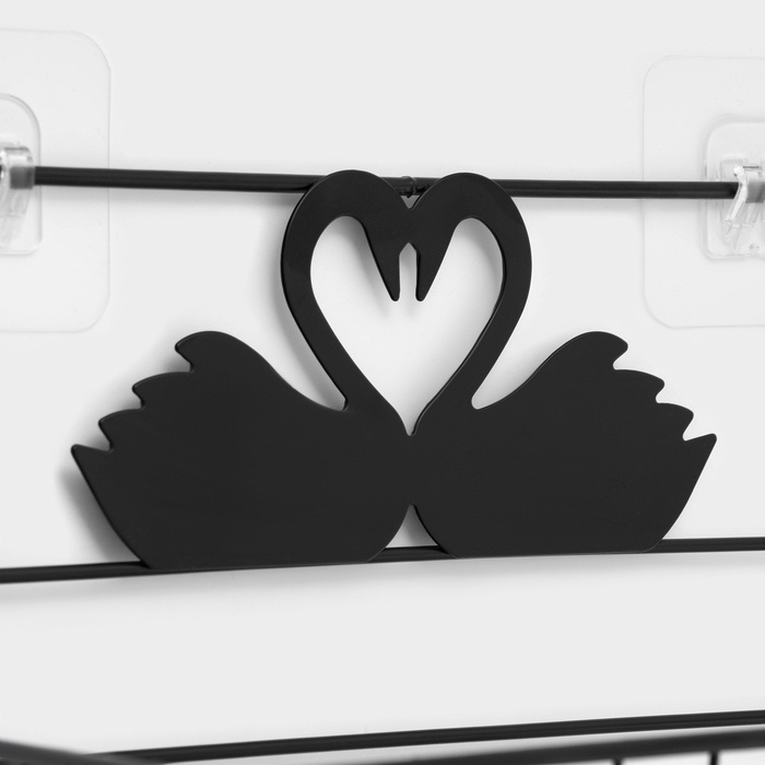 Полка для ванной Доляна, двухъярусная, 4 крючка, 47×25×14 см, чёрная Полка для ванной Доляна, двухъярусная, 4 крючка, 47×25×14 см, чёрная