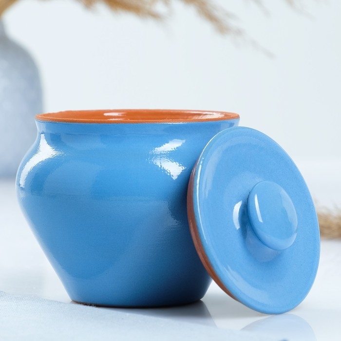 Горшочек под жаркое с крышкой  Горшочек под жаркое с крышкой "Вятский" 0,6л, голубой