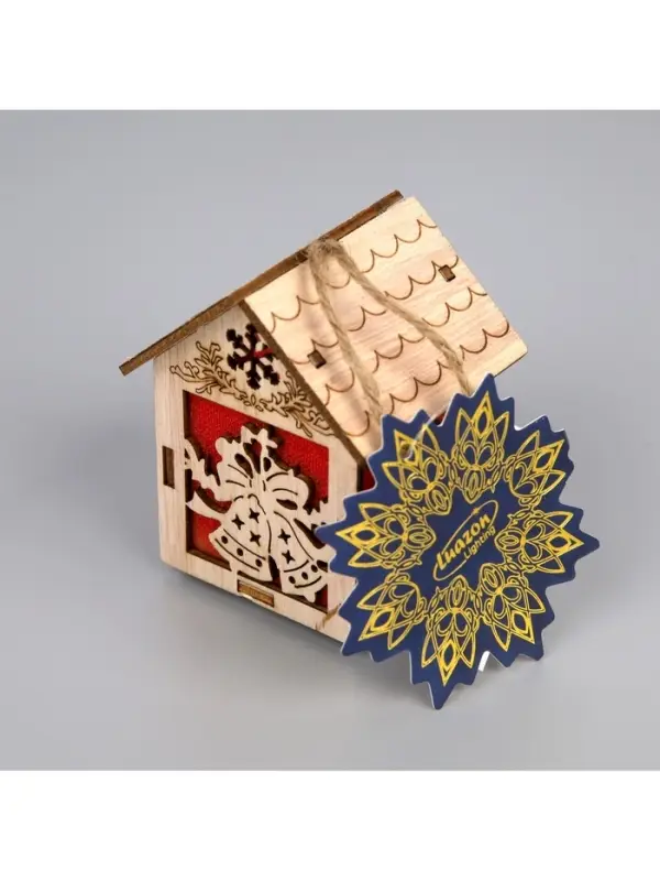 Ёлочная игрушка &laquo;Домик с колокольчиками&raquo;, 8&times;5&times;6 см, 1 LED, от батареек, свечение тёплое белое