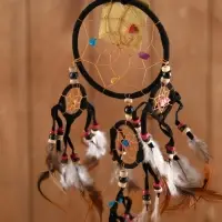 Ловец снов "Пять колец" чёрный 14х0,5х40 см