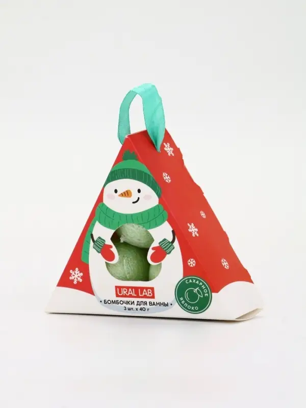 Бомбочки для ванны «Снеговик», 3 шт х 40 г, сахарное яблоко, URAL LAB Бомбочки для ванны «Снеговик», 3 шт х 40 г, сахарное яблоко, URAL LAB
