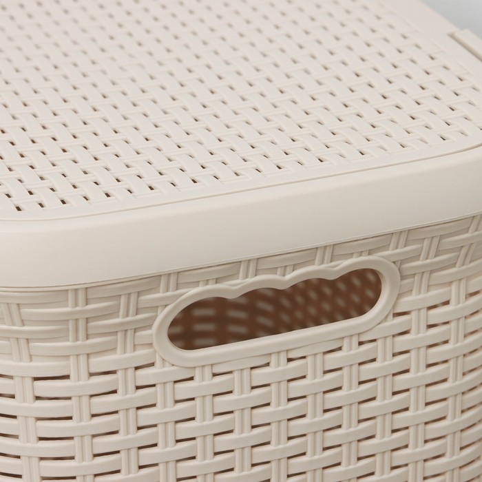 Корзина бельевая с крышкой «Ротанг», 60 л, 34×44×55 см, цвет латте Корзина бельевая с крышкой «Ротанг», 60 л, 34×44×55 см, цвет латте