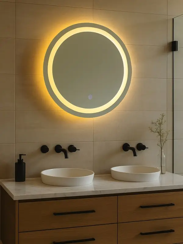 Зеркало интерьерное настенное, с подсветкой, с сенсорной кнопкой, 50&times;50 см