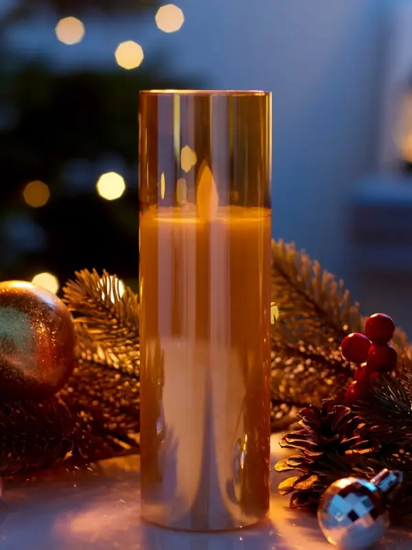 Светодиодная свеча &laquo;Золотистая&raquo;, 18&times;5.5 см, от батареек AAx2, свечение тёплое белое