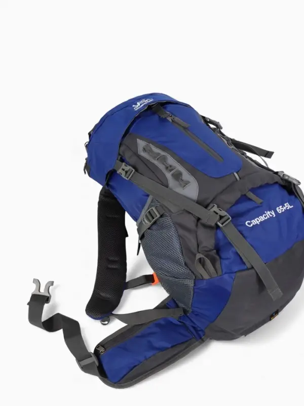 Рюкзак тур 65+5л, 30*20*53, отдел на шнурке, 5нар+2вн кармана, цвет синий