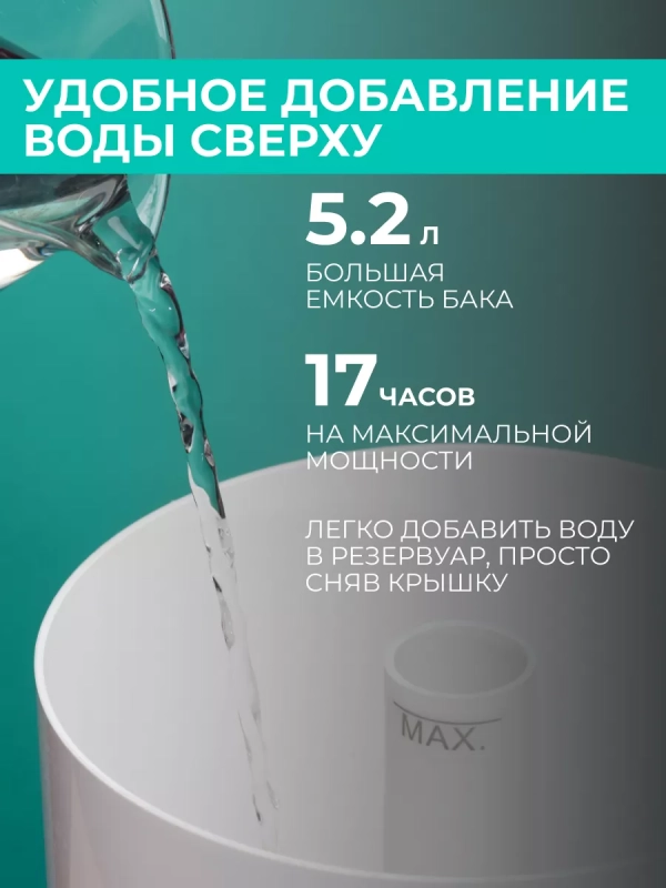 Увлажнитель воздуха с УФ-лампой T-HU5.2-A21E-W 5.2 л Увлажнитель воздуха с УФ-лампой T-HU5.2-A21E-W 5.2 л