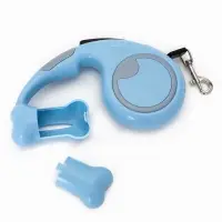 Рулетка - поводок &laquo;Косточка&raquo;, 3 м, с контейнером для пакетов, пластик, голубая