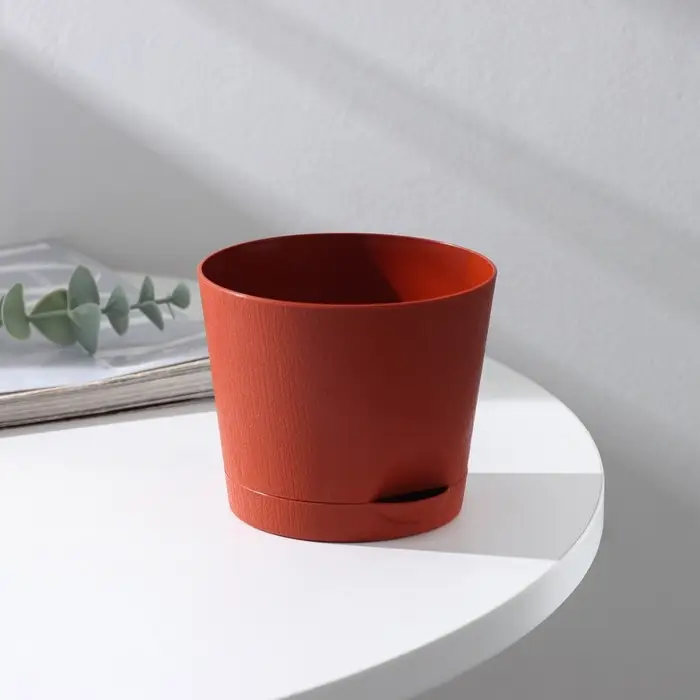 Горшок для цветов с прикорневым поливом «Альянс», 0.4 л, d=10 см, h=8.5 см, пластиковый, цвет терракот Горшок для цветов с прикорневым поливом «Альянс», 0.4 л, d=10 см, h=8.5 см, пластиковый, цвет терракот