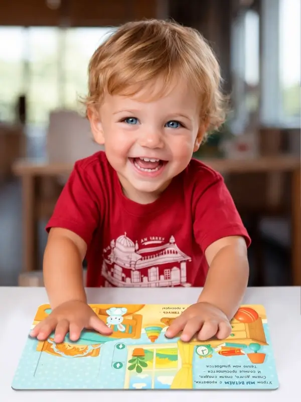 Картонная интерактивная книга "Мой день", 10 стр.