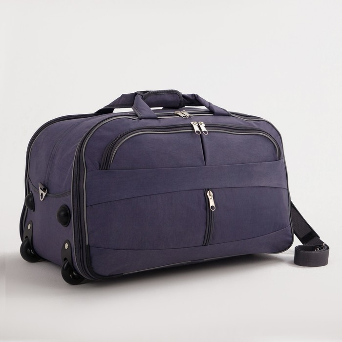 Сумка дорожная на колёсах, 2 отдела на молниях, 2 наружных кармана, длинный ремень, цвет серый Сумка дорожная на колёсах, 2 отдела на молниях, 2 наружных кармана, длинный ремень, цвет серый