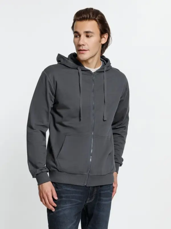 Толстовка на молнии с капюшоном Siverga 2.0, темно-серая (графит), размер XS Толстовка на молнии с капюшоном Siverga 2.0, темно-серая (графит), размер XS