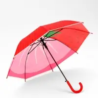 Зонт - трость детский &laquo;Клубника&raquo;, полуавтоматический, 8 спиц, R=42/47 см, d=84 см, розовый