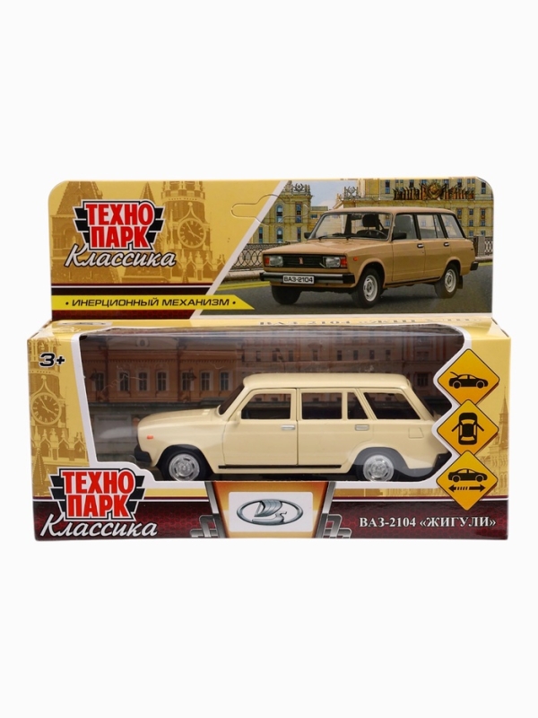 Машинка металлическая «ВАЗ-2104», ретро - модель «ЖИГУЛИ», открываются двери, багажник, инерция, 12 см, бежевый