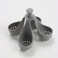 Подставка для варки и хранения яиц, 4 ячейки, 15&times;15&times;5 см, пластик, серая