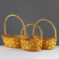 Корзина плетёная для хранения Fleet, из лозы, с ручкой, бежевая, набор 3 шт.