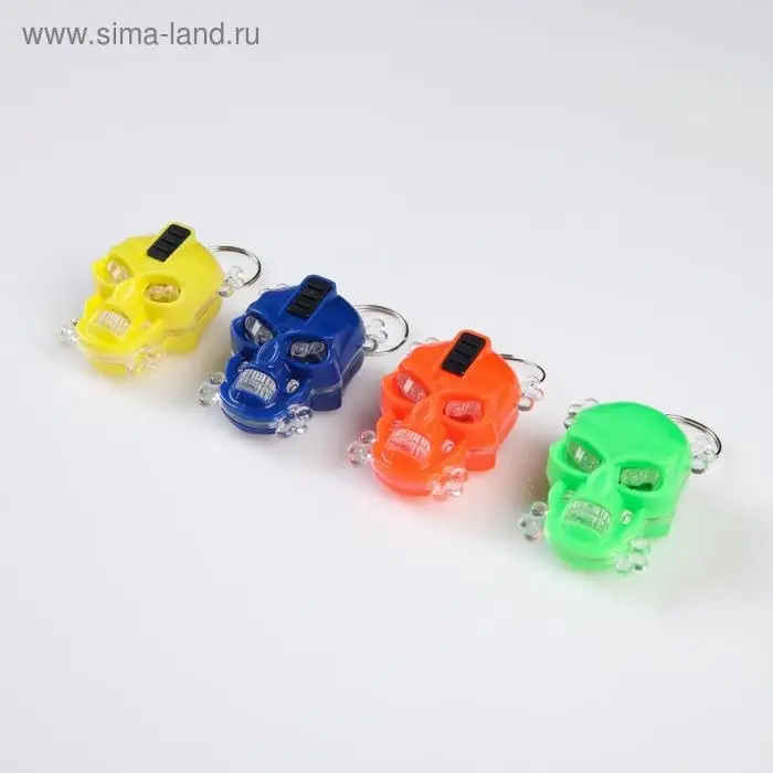 Фонарик брелок для ключей на кольце «Череп», 1 режим, 2×AG13, 4×3 см Фонарик брелок для ключей на кольце «Череп», 1 режим, 2×AG13, 4×3 см
