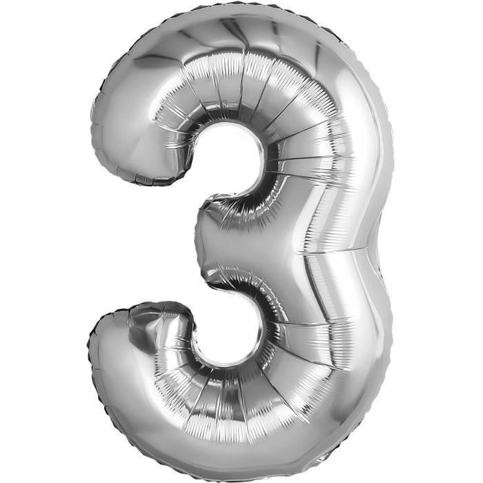 Шар фольгированный 32" &laquo;Цифра 3&raquo;, цвет серебро