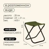 Стул туристический maclay, складной, 24&times;21&times;25 см, зелёный
