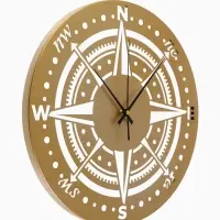 Часы настенные интерьерные &laquo;Компас&raquo;, бесшумные, плавный ход, d=40 см, металл, золотистые
