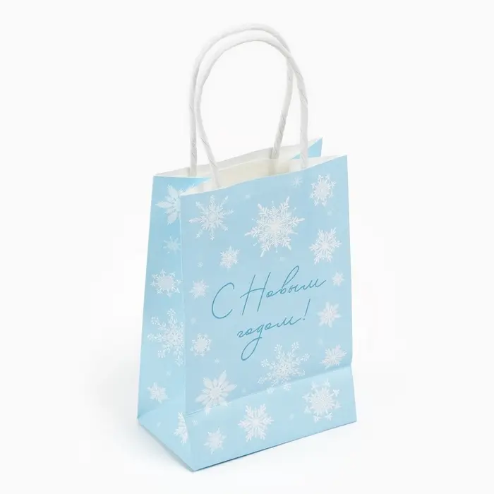 Пакет подарочный новогодний «С Новым годом», снежинки, белый крафт, 15 х 10 х 6 см Пакет подарочный новогодний «С Новым годом», снежинки, белый крафт, 15 х 10 х 6 см