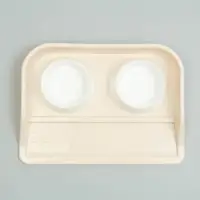 Миски с лотком &laquo;Феликс&raquo;, 300 мл, 41&times;30&times;6 см, пластик, бежевый лоток, белые миски