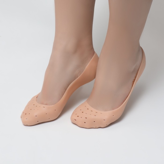 Носочки для педикюра, силиконовые, с перфорацией, 18 × 8 см, цвет бежевый Носочки для педикюра, силиконовые, с перфорацией, 18 × 8 см, цвет бежевый