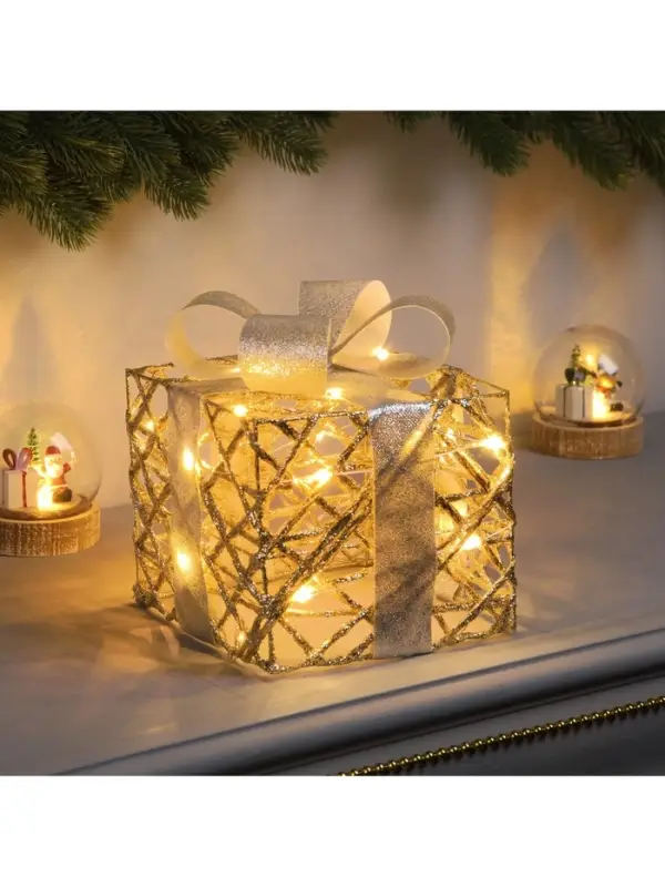 Светодиодная фигура &laquo;Подарок&raquo; 17&times;15&times;15 см, 20 LED, от батареек AAх2, свечение тёплое белое