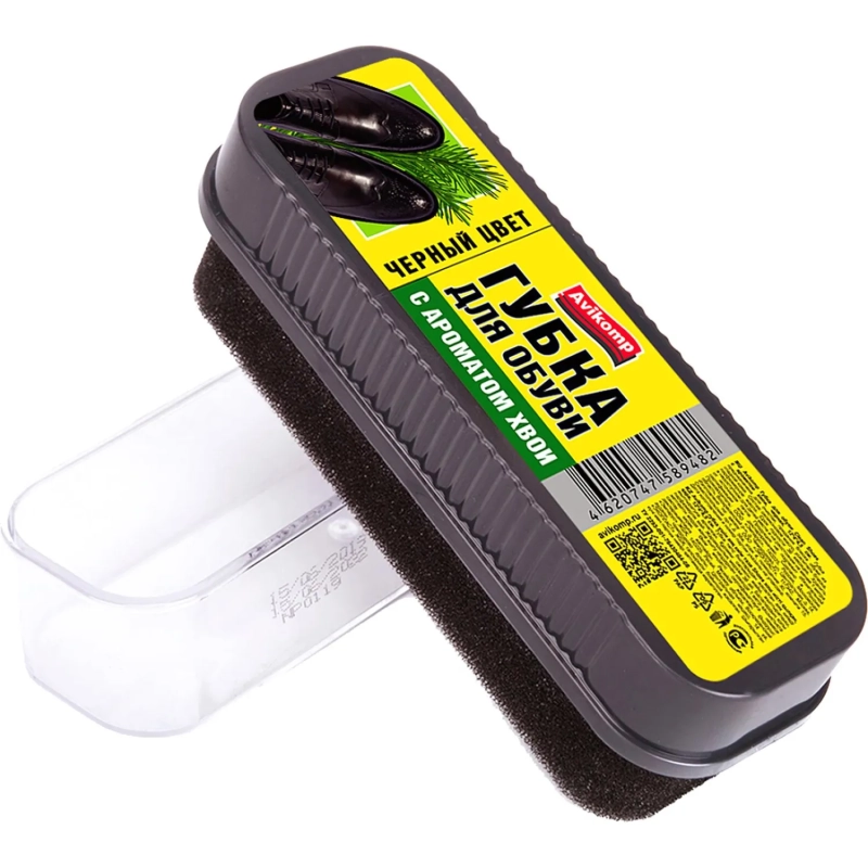 Губка для обуви Clean Shoes с ароматом хвои черная,12х4х4,5см Avikomp,89482