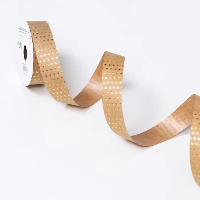 Лента для декора и подарков крафт с тиснением «Звезды» 2 см × 5 м Лента для декора и подарков крафт с тиснением «Звезды» 2 см × 5 м