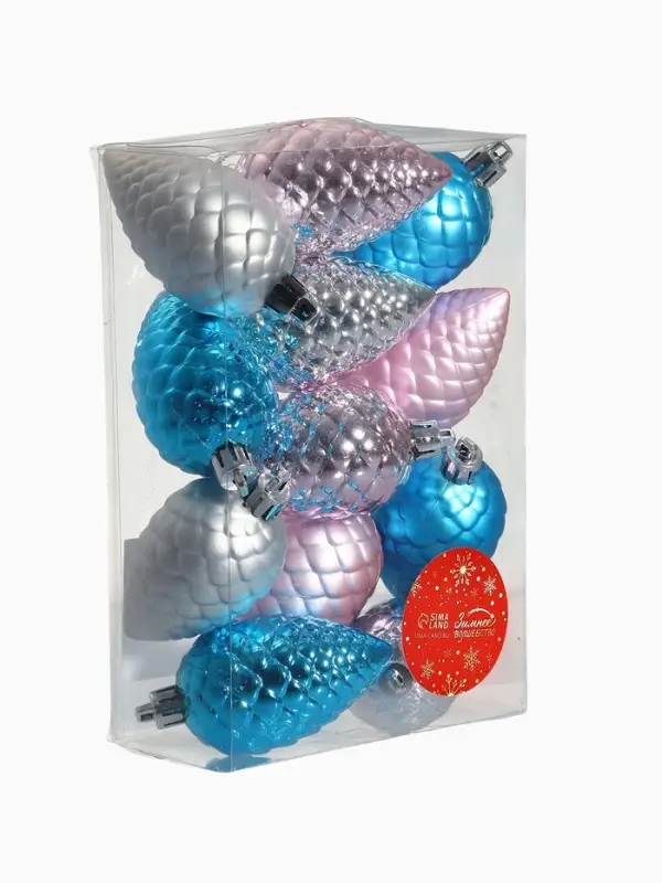 Ёлочные игрушки 12 шт. &laquo;Шишка&raquo; 6 см, МИКС