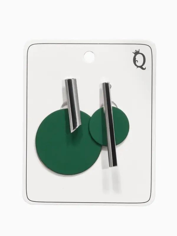 Серьги ассорти &laquo;Арт&raquo;, линии, зелёные в серебре