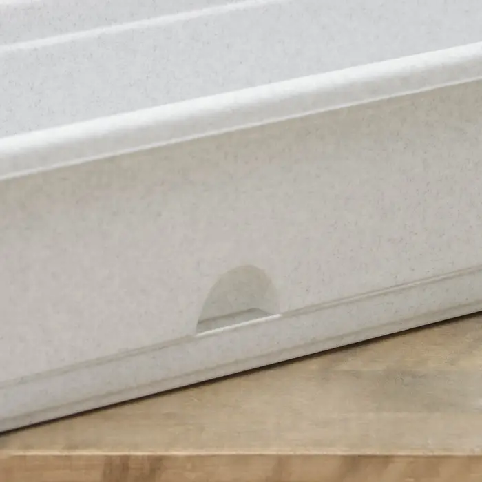 Ящик для цветов балконный с поддоном, 80 см, мраморный