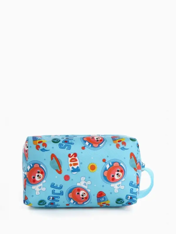 Косметичка - футляр женская с ручкой, объёмная, маленькая, для прокладок, косметики, лекарств, голубая