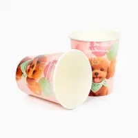 Стакан одноразовый бумажный &laquo;С Днём рождения, собачка&raquo;, розовый, 250 мл