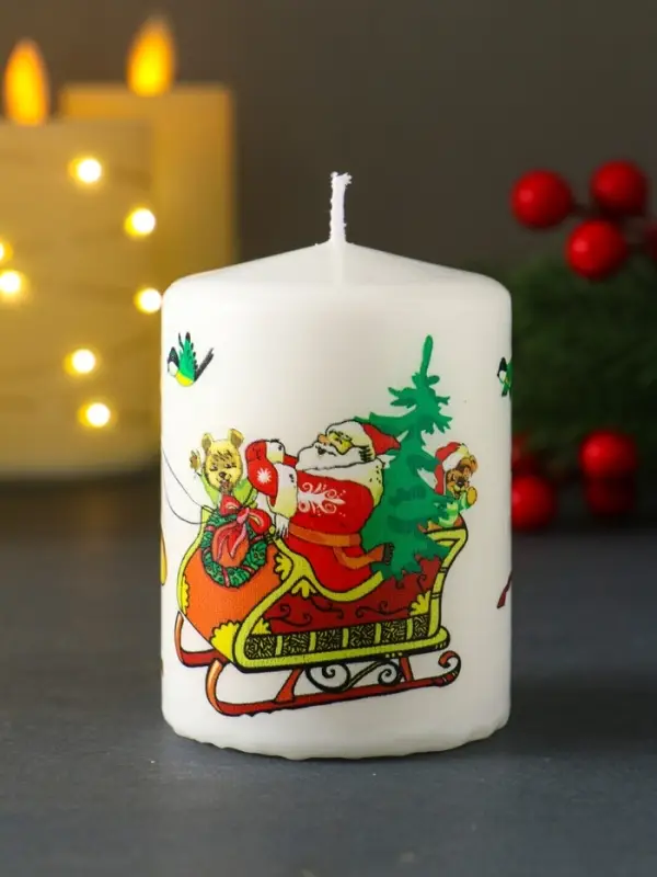 Свеча новогодняя пеньковая "Три коня" 6х6х8 см