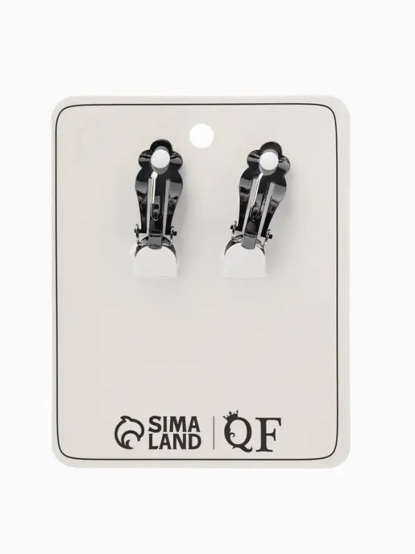 Серьги клипсы для ушей QF &laquo;Овал&raquo;, цвет серебро, серый