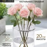 Ваза для цветов с крышкой &laquo;Альваро&raquo;, 20&times;11.5 см, стекло, прозрачная