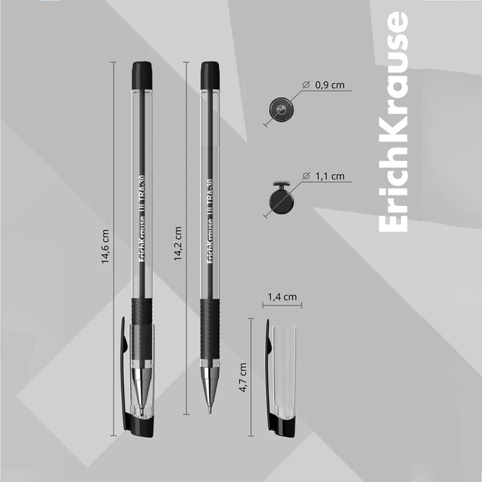 Ручка шариковая ErichKrause ULTRA-30, игольчатый узел 0.7 мм, чернила чёрные, резиновый держатель, длина линии письма 2000 метров Ручка шариковая ErichKrause ULTRA-30, игольчатый узел 0.7 мм, чернила чёрные, резиновый держатель, длина линии письма 2000 метров