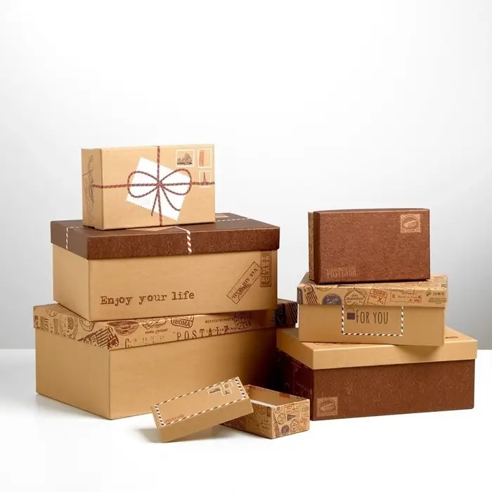 Набор коробок 10 в 1, упаковка подарочная, &laquo;Почта&raquo;, 12&times;7&times;4 - 32.5&times;20&times;12.5 см