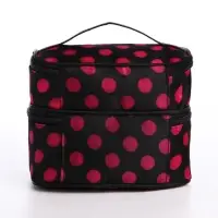 Косметичка дорожная на молнии с ручкой, с 2 отделами, с рисунком, чёрная