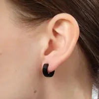 Серьги кольца чёрные QF &laquo;Нео&raquo;, d=1.4 см